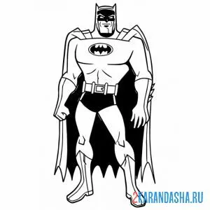 Распечатать раскраску бэтмен супергерой сильный на А4