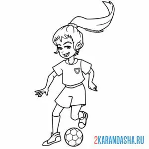 Распечатать раскраску женский футбол - летний вид спорта на А4