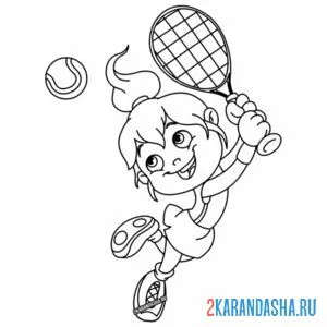 Раскраска девочка теннисистка - летний вид спорта онлайн