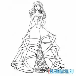 Распечатать раскраску девушка невеста в свадебное платье на А4