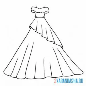 Раскраска длинное вечернее платье онлайн