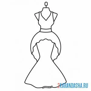 Раскраска элегантное платье онлайн