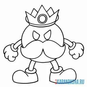 Раскраска king bob omb марио супер-марио онлайн