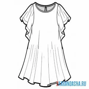 Раскраска короткое легкое платье онлайн