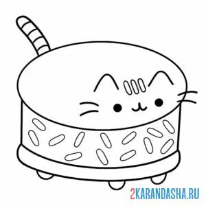 Раскраска кот пушин мороженое онлайн