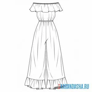 Раскраска летнее длинное платье онлайн