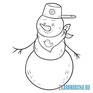 Раскраска модный снеговик онлайн