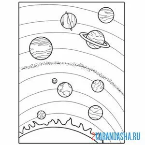 Распечатать раскраску напиши названия планет солнечной системы на А4