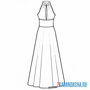 Раскраска платье через шею онлайн