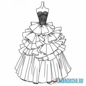Раскраска платье пышное онлайн