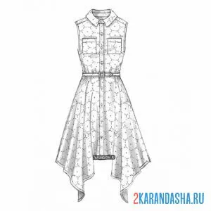 Раскраска платье рубашка летнее онлайн