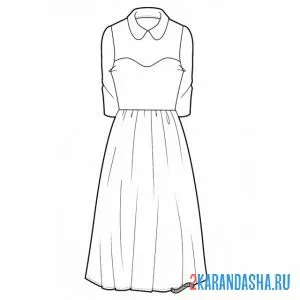 Раскраска платье с длинным рукавом онлайн