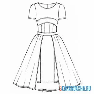 Раскраска платье с коротким рукавом онлайн