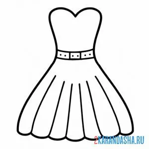 Раскраска платье с открытым верхом онлайн