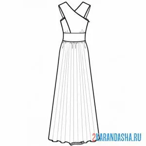 Раскраска платье с юбкой плиссе онлайн