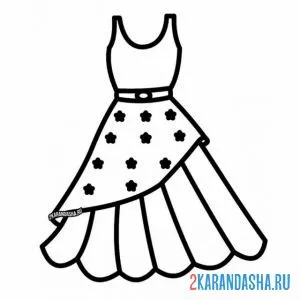 Раскраска простое летнее платье онлайн