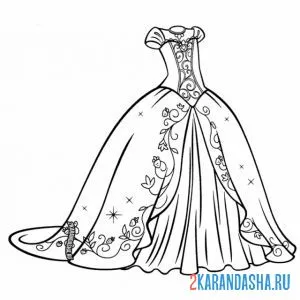 Онлайн раскраска пышное платье принцессы
