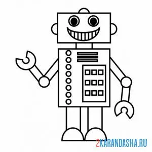 Раскраска робот улыбается онлайн