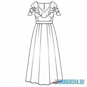 Раскраска строгое летнее платье онлайн