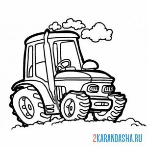 Раскраска трактор на поле онлайн