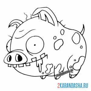 Раскраска зомби свинья онлайн