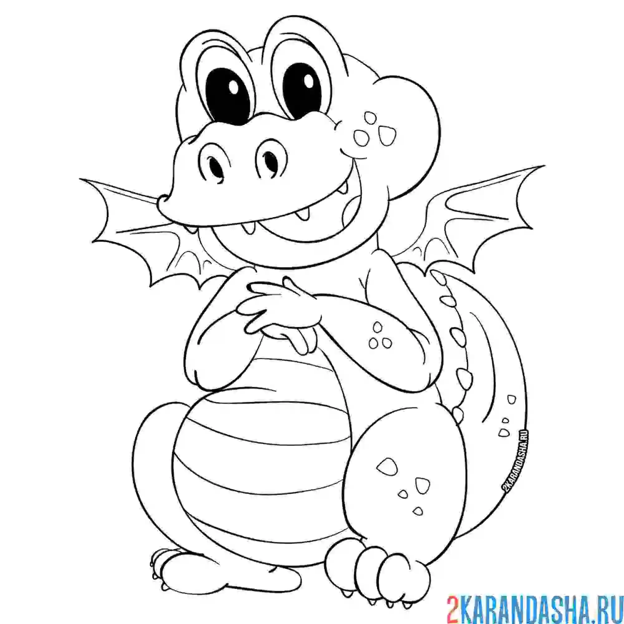 Раскраска маленький дракоша