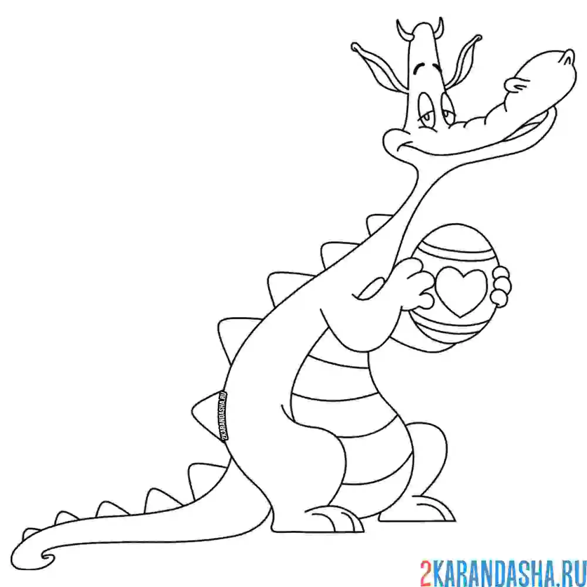 Раскраска дракончик с яйцом