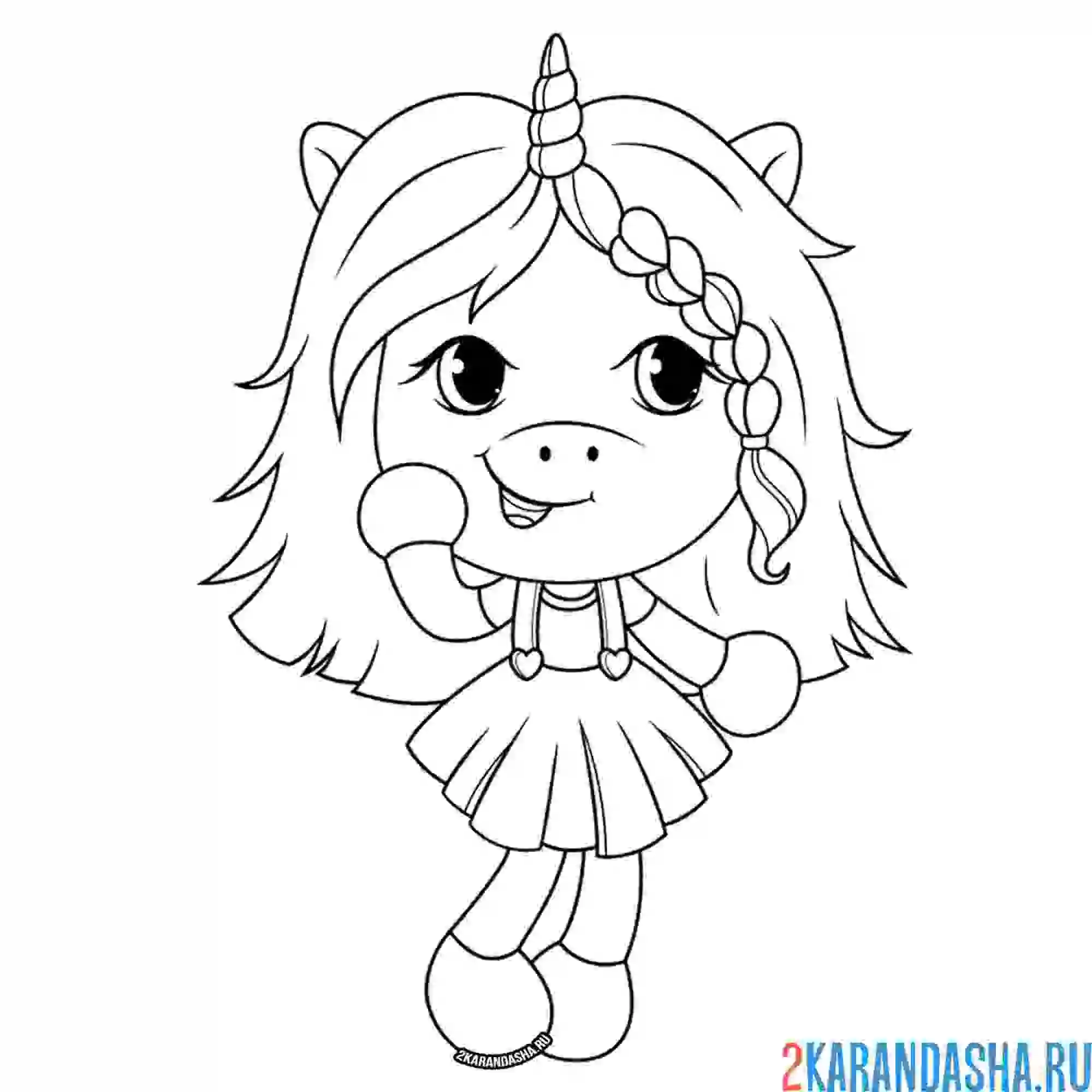 Раскраска единорог девочка