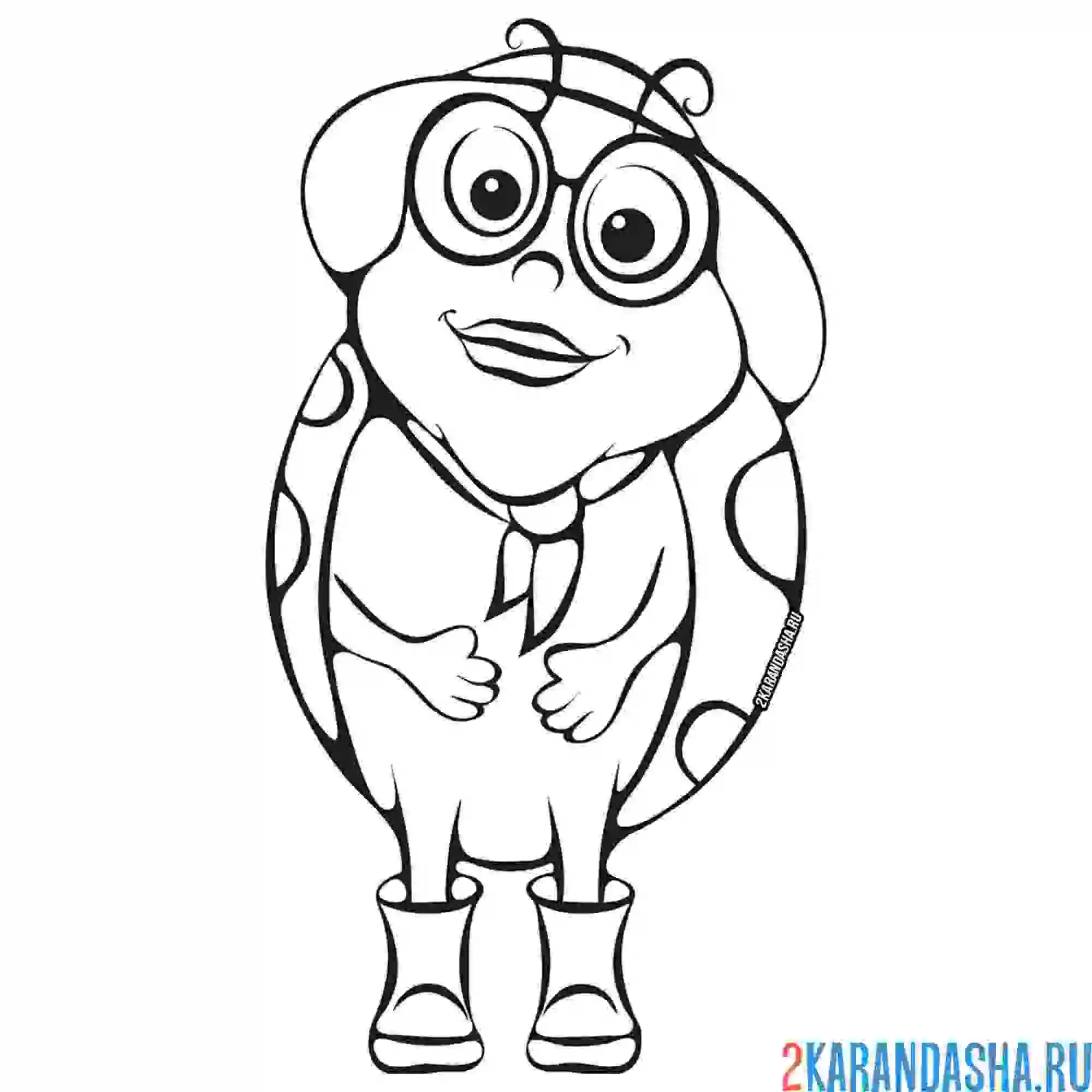 Раскраска божья коровка в очках