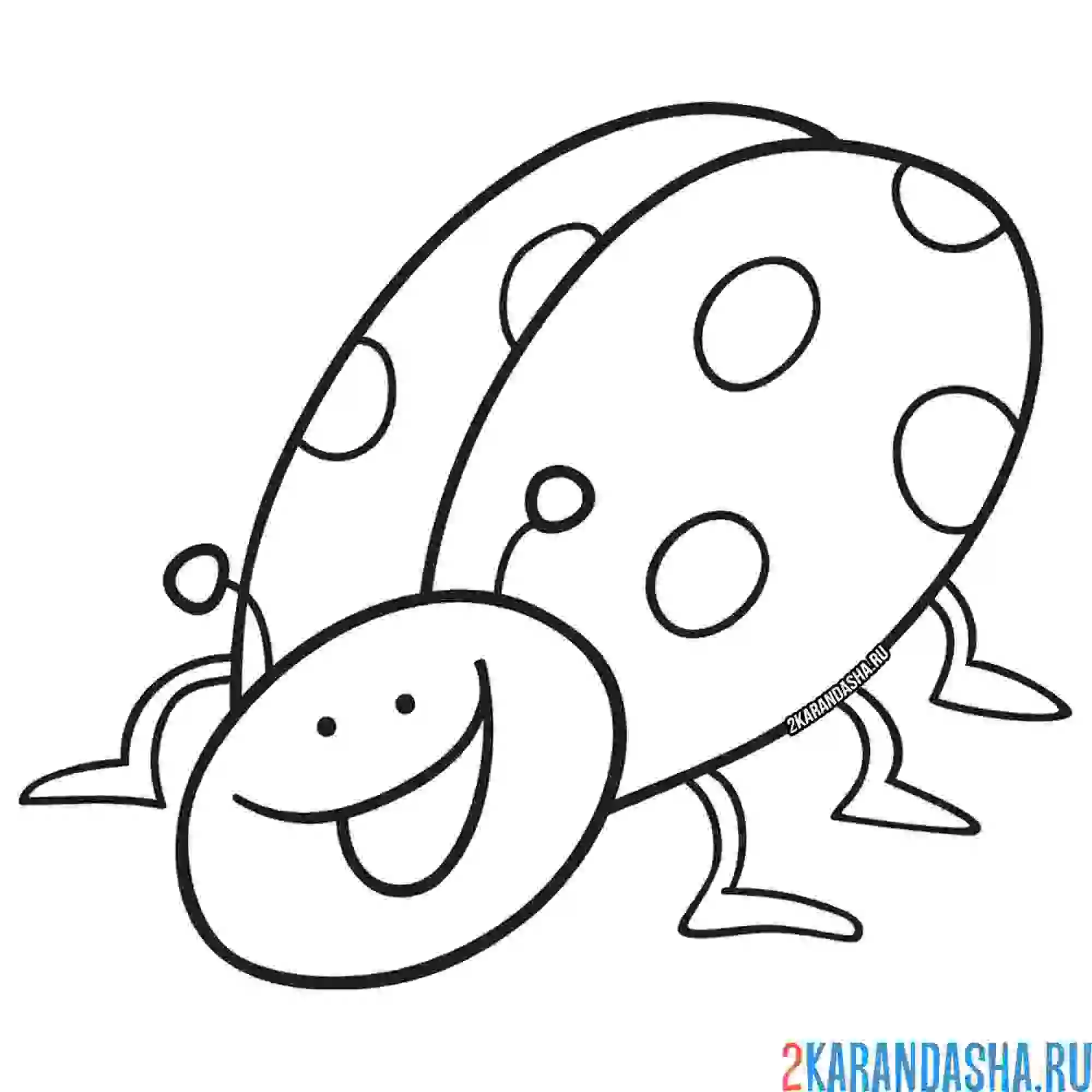 Раскраска улыбается божья коровка