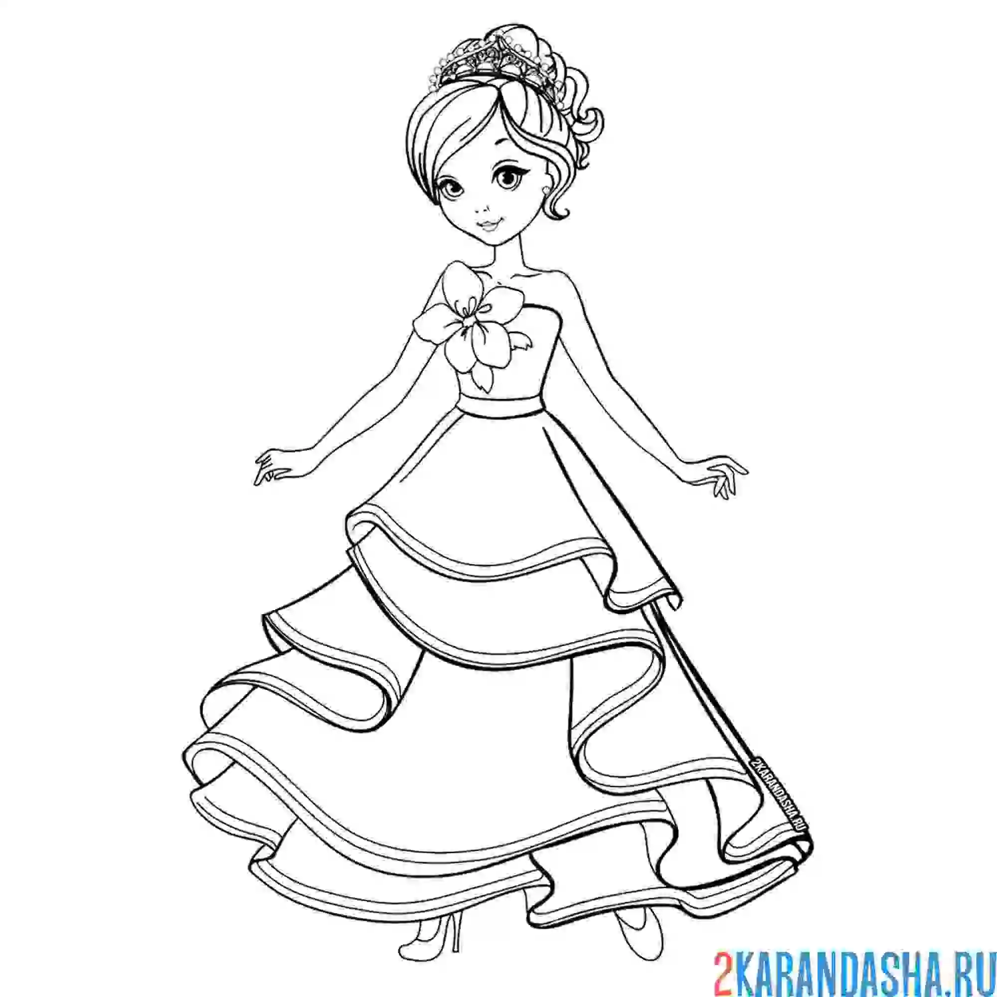 Раскраска принцесса с короной на голове