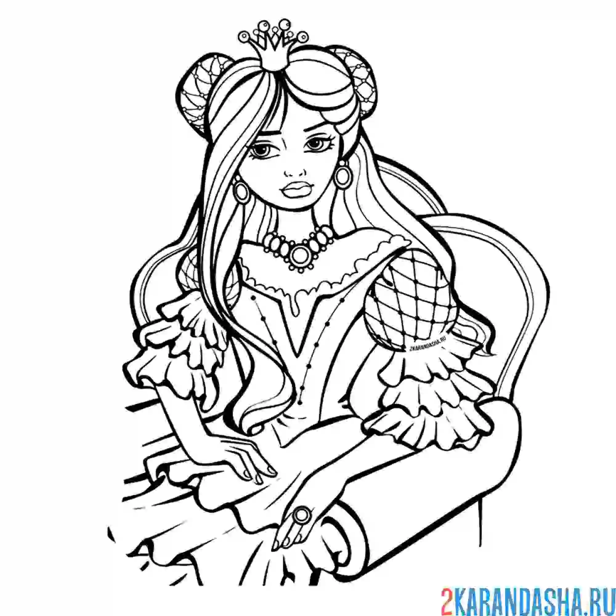Раскраска принцесса на троне