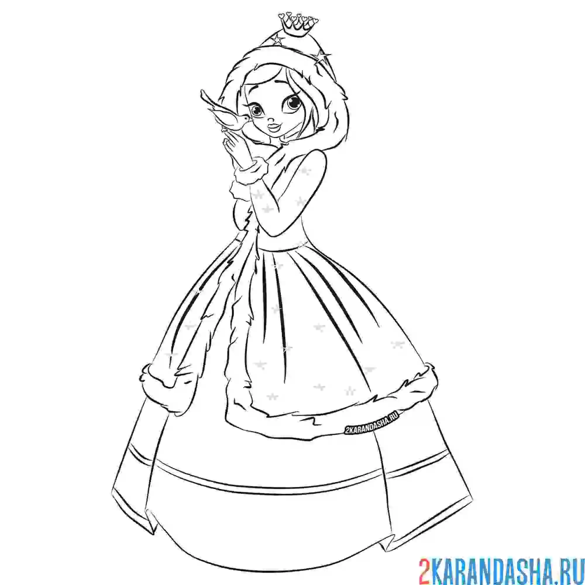 Раскраска принцесса зима. снежная королева