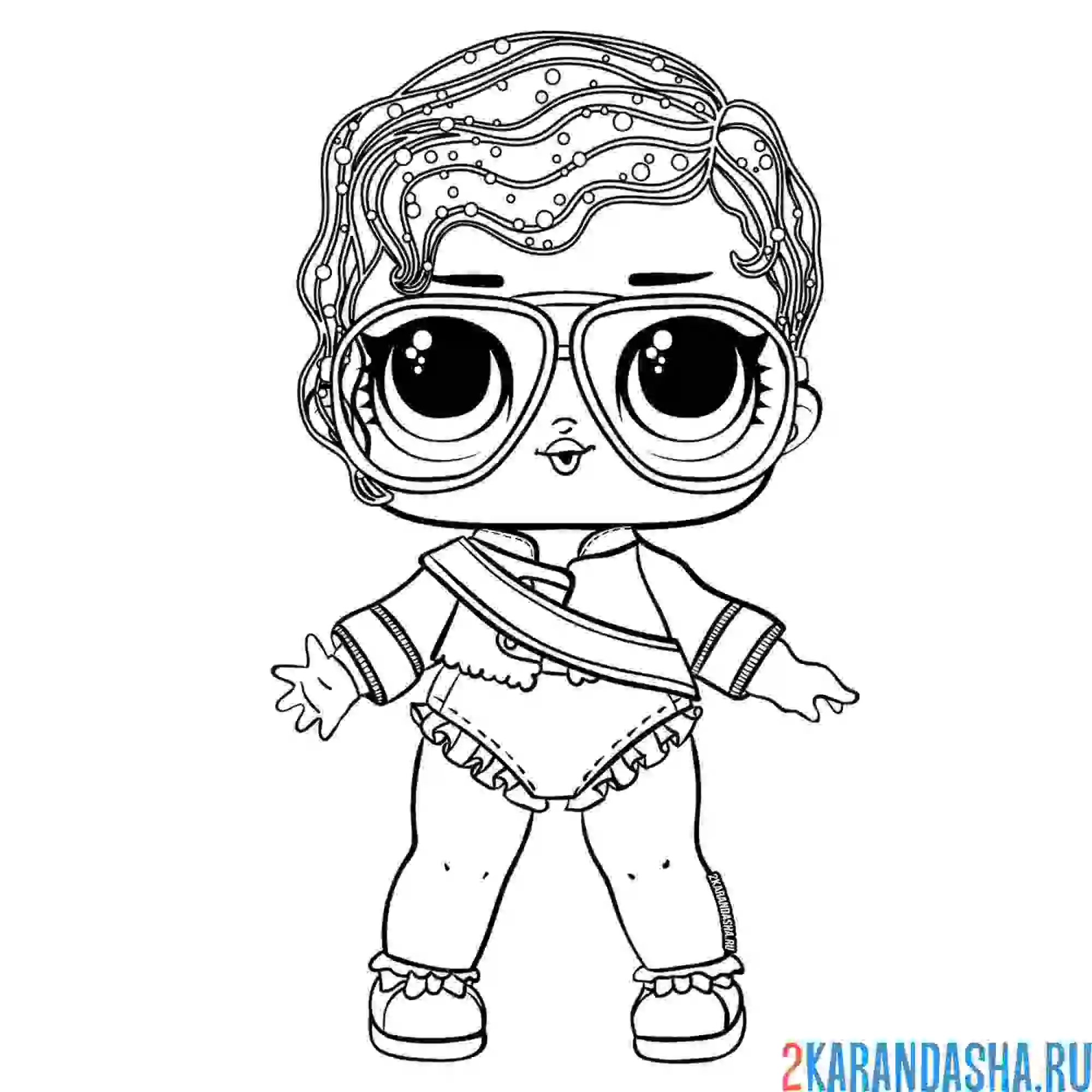 Раскраска кукла лол в очках шимон квин