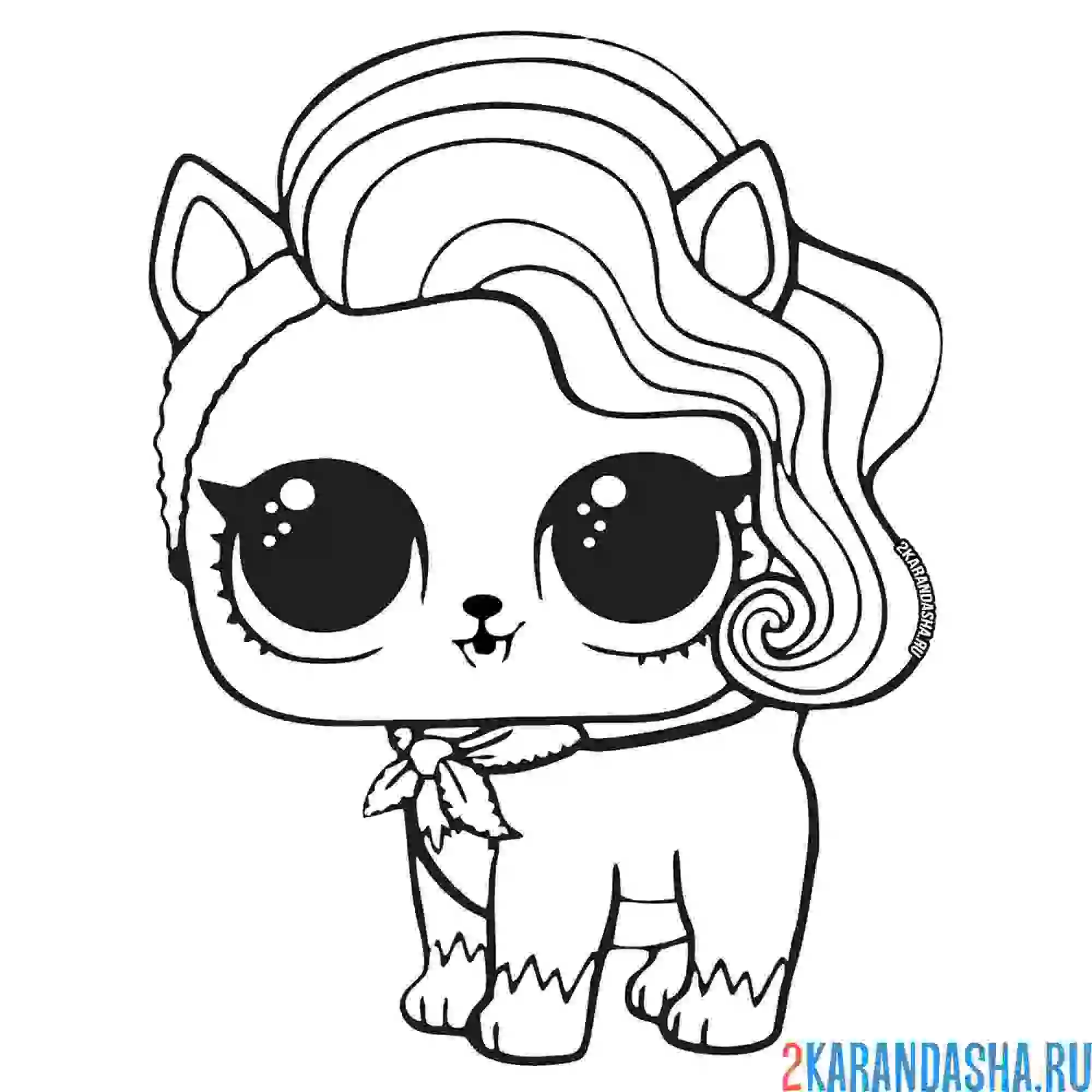 Раскраска лол питомец милый котенок сюр-фур