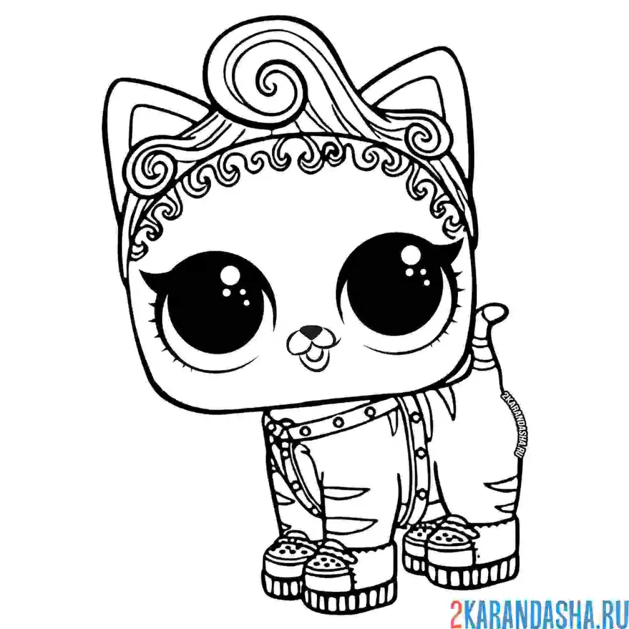 Раскраска лол питомцы мурлыкающий котенок