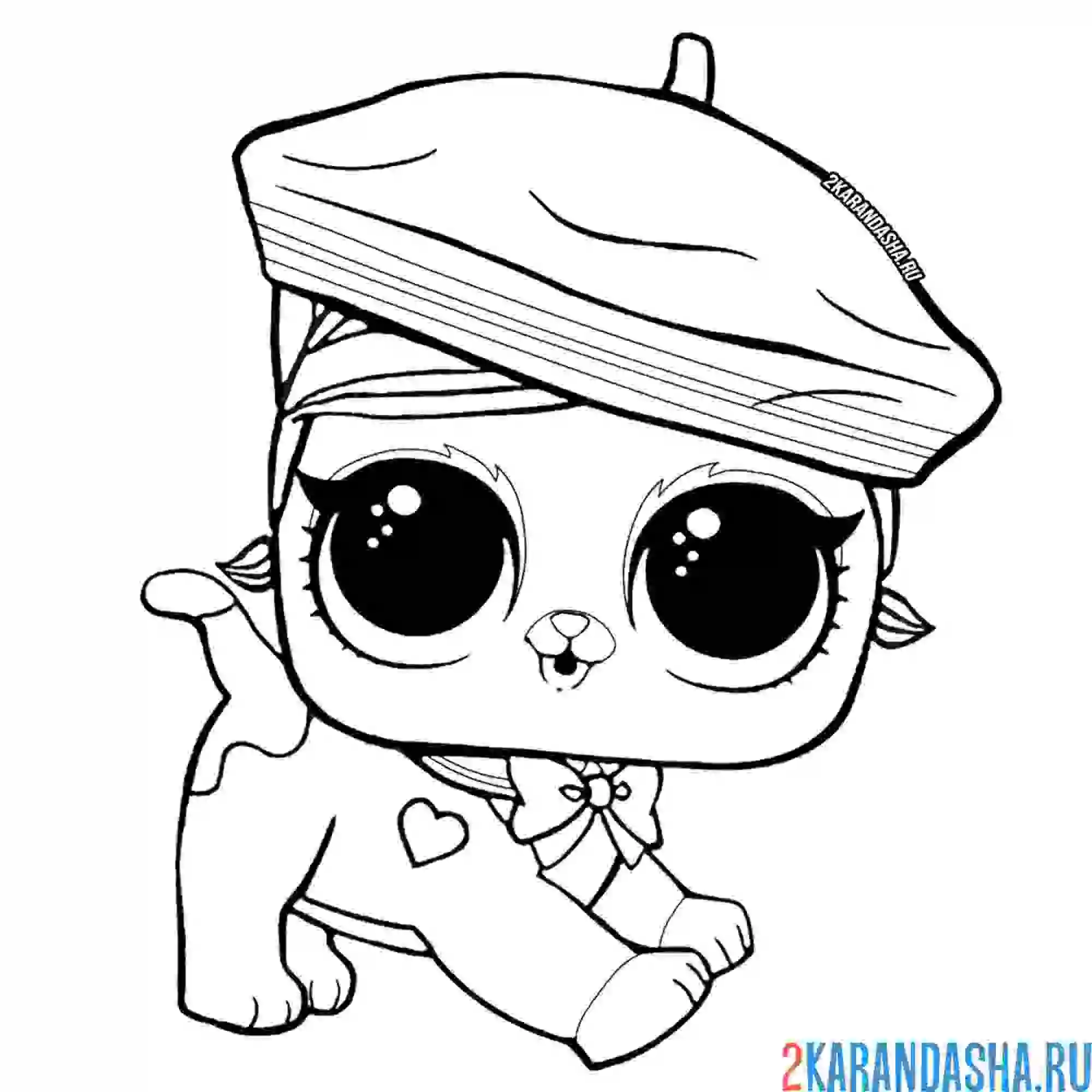 Раскраска лол питомец кошечка фаззи фан