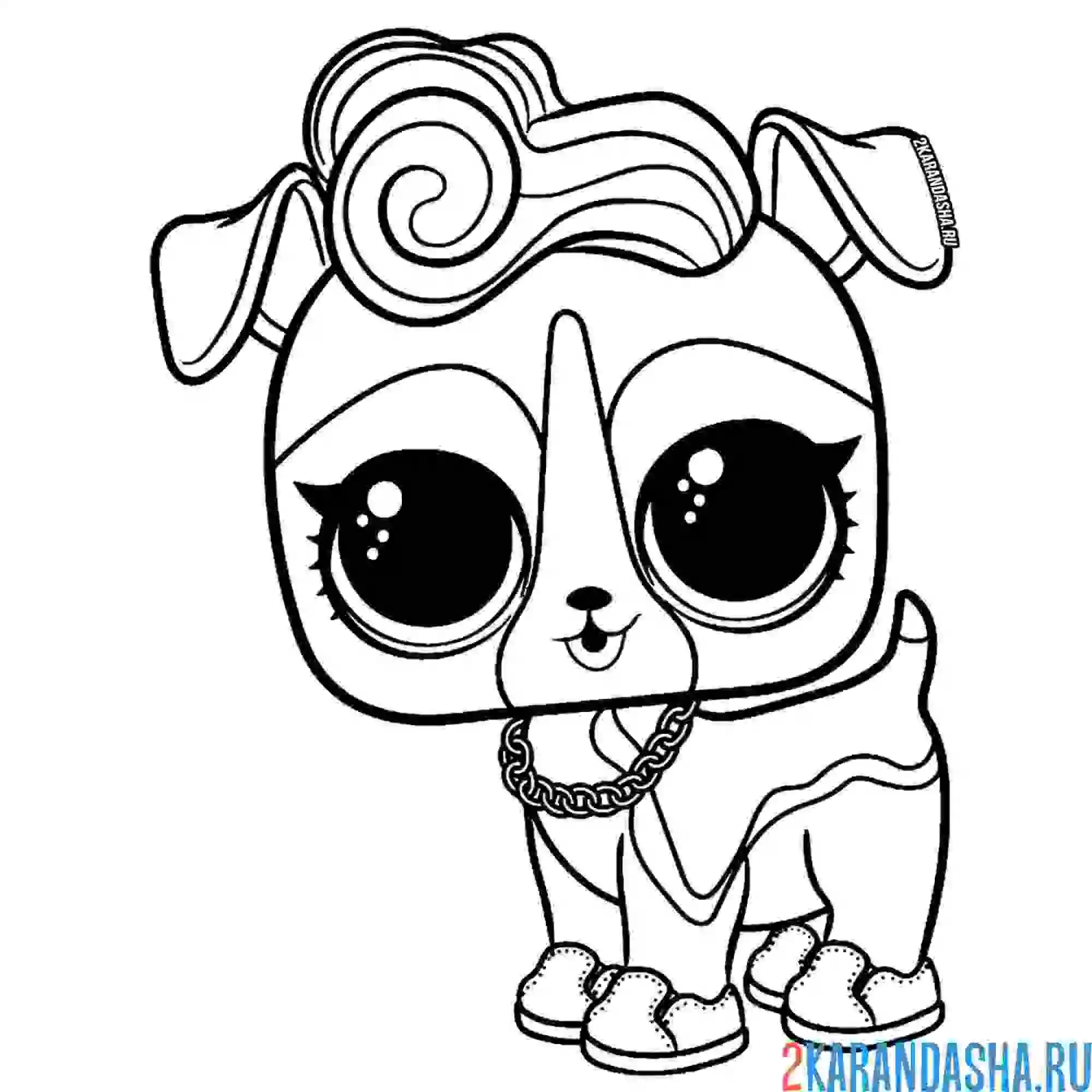 Раскраска лол питомцы щенок диджей к9