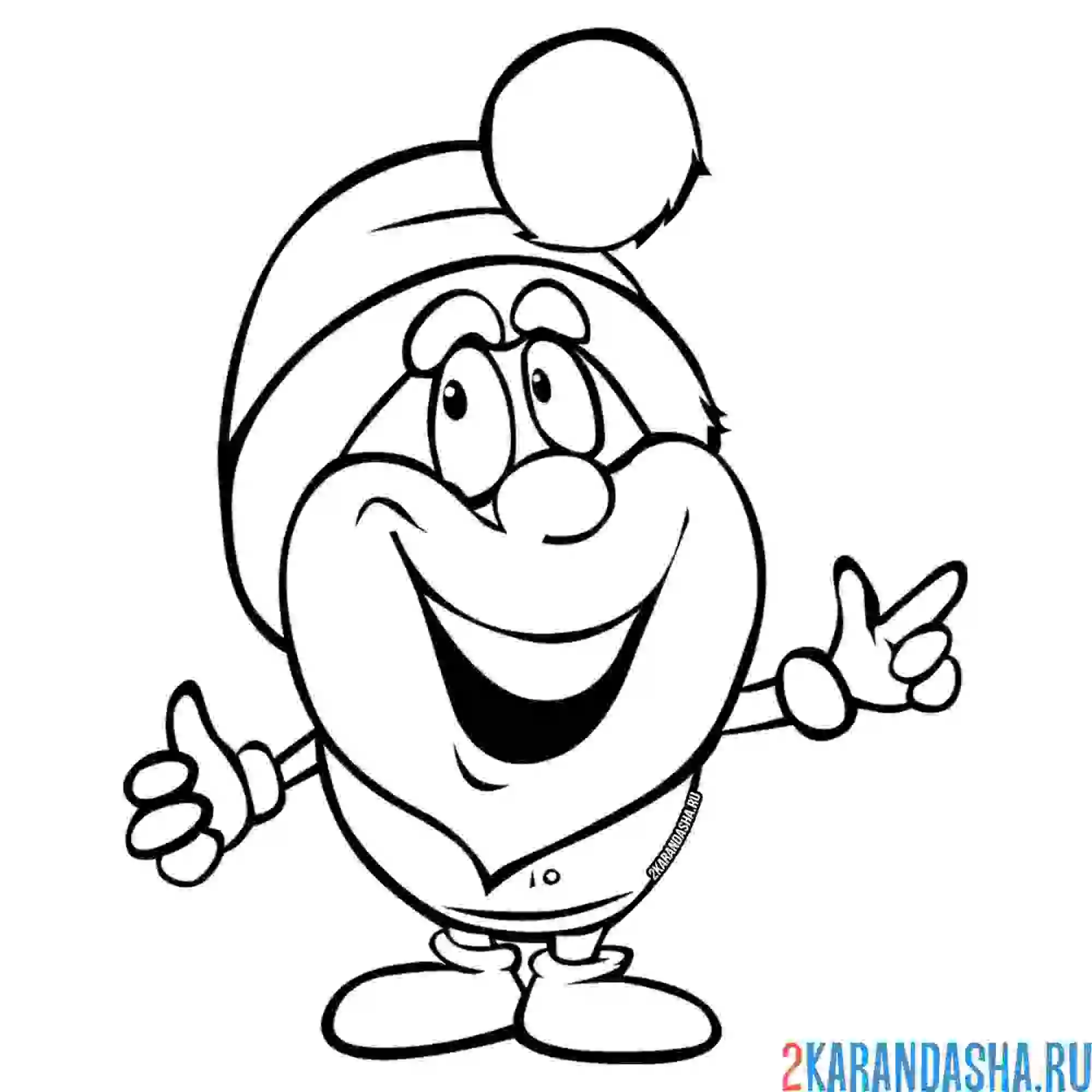 Раскраска смешной дед мороз