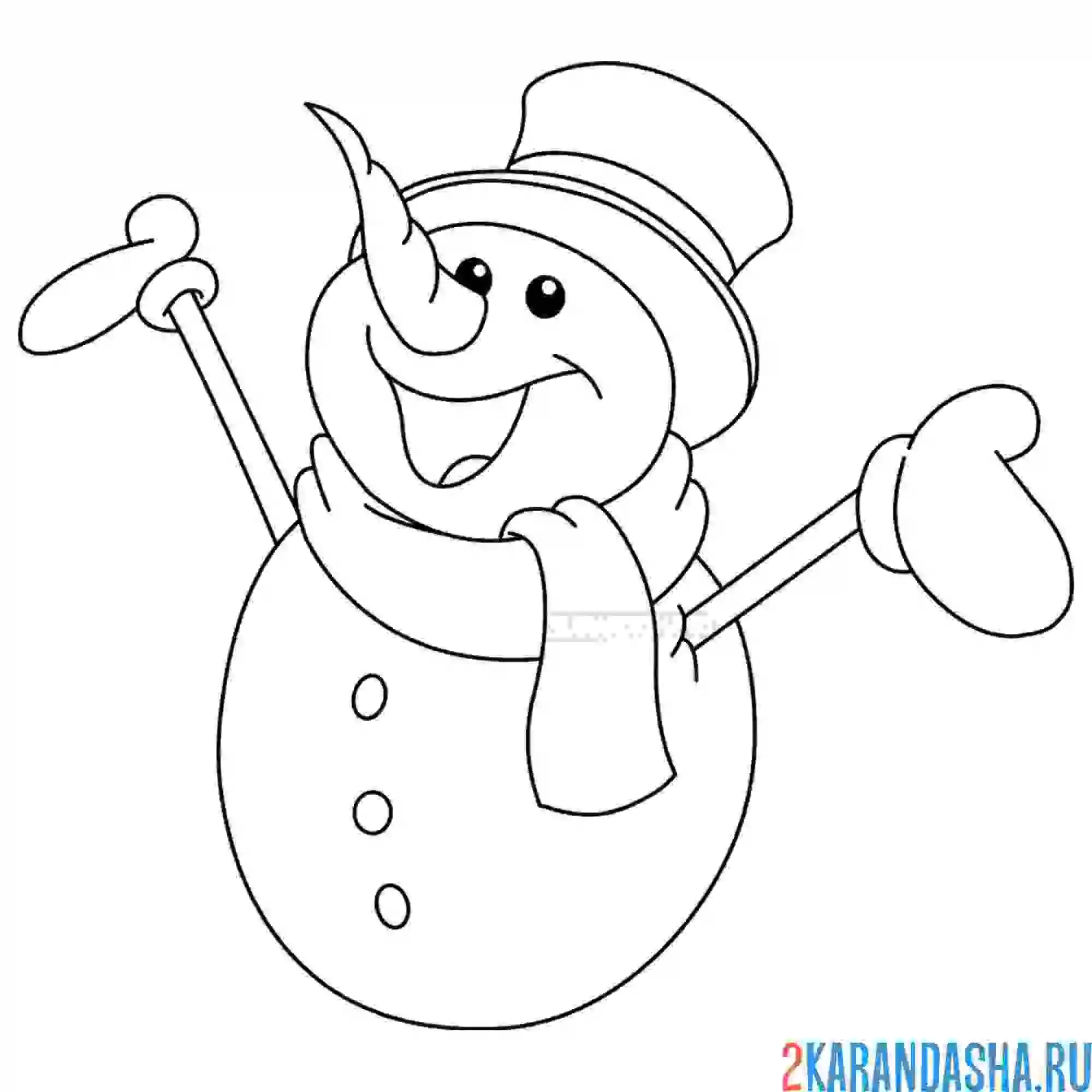 Раскраска счастливый снеговик