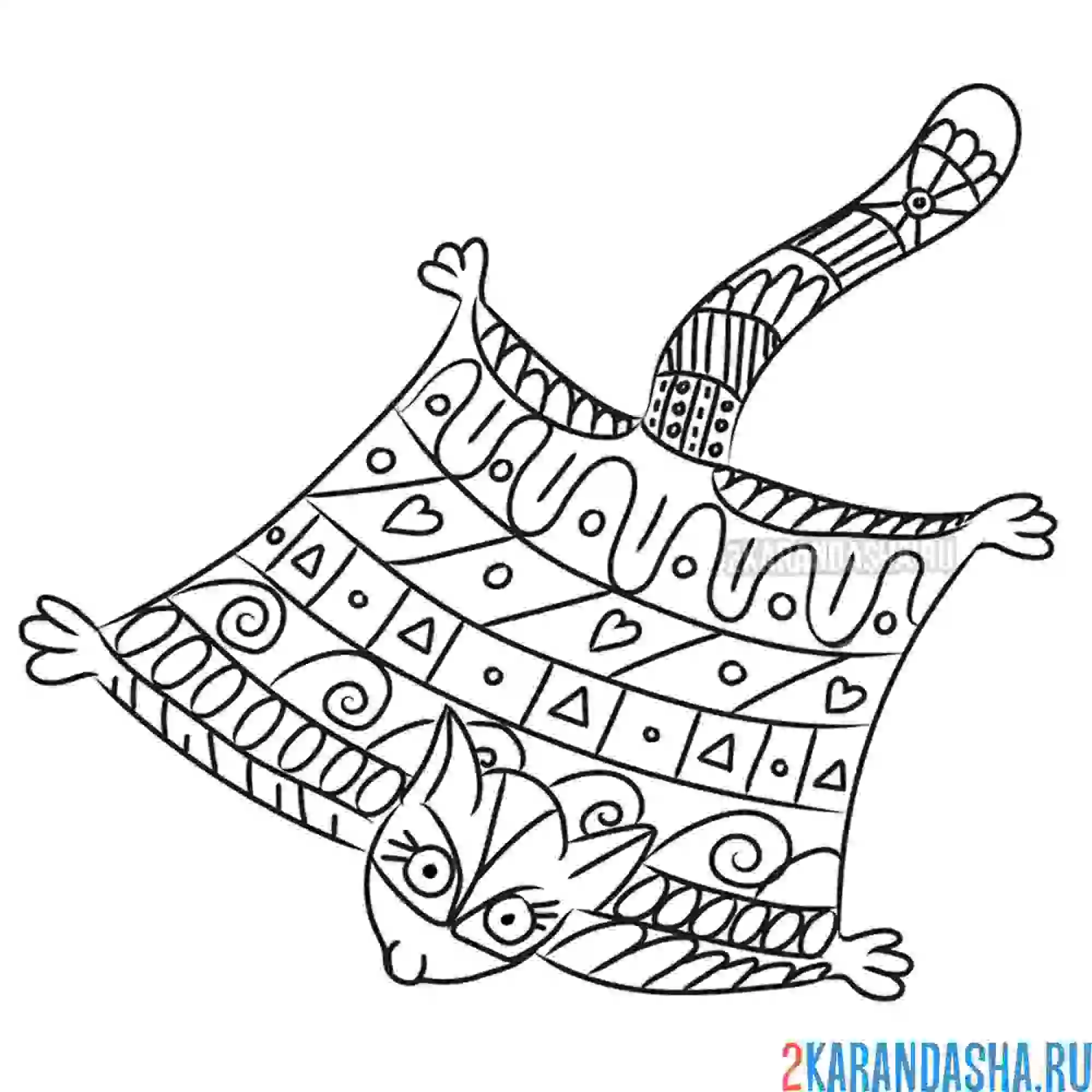 Раскраска антистресс белка летяга