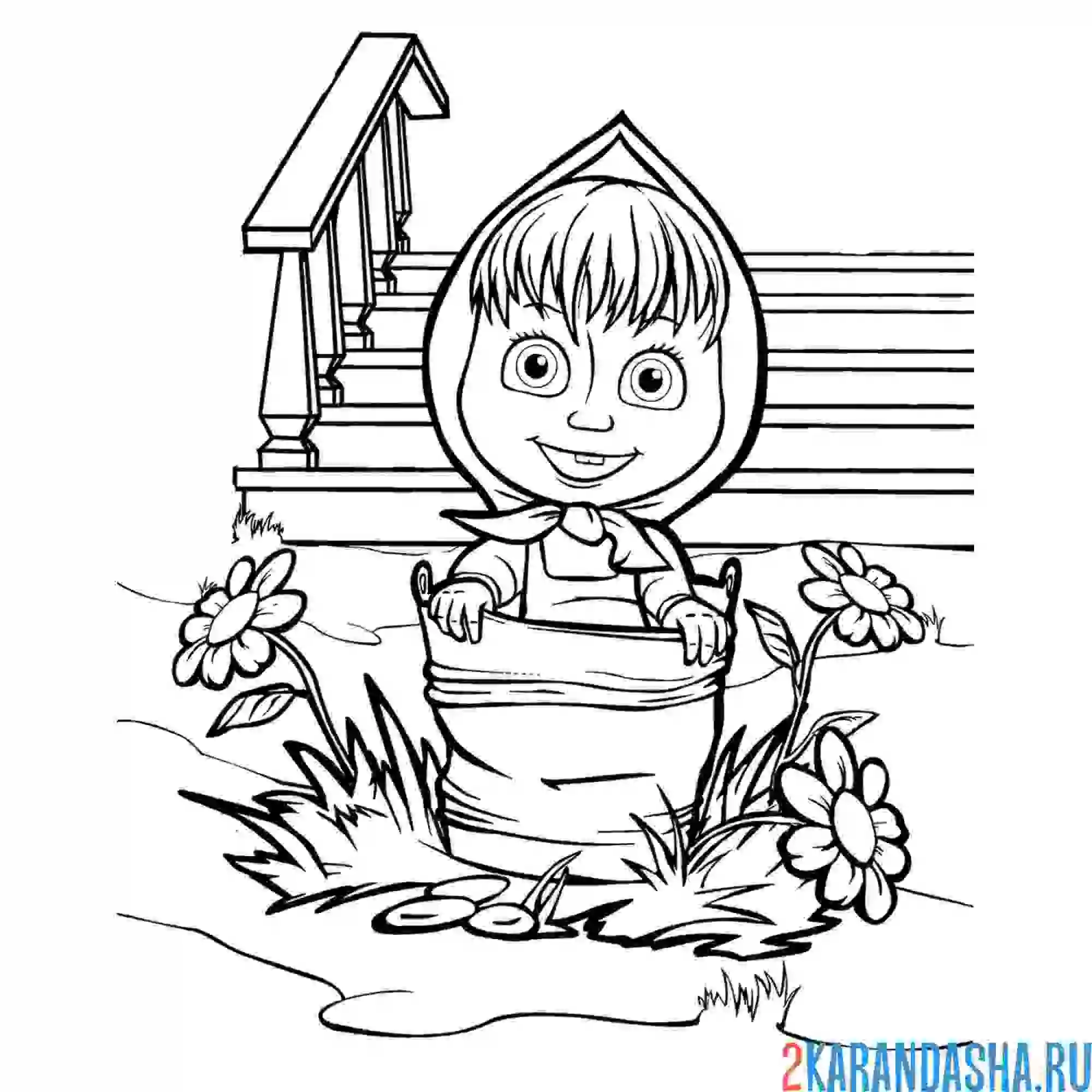 Раскраска смешная маша