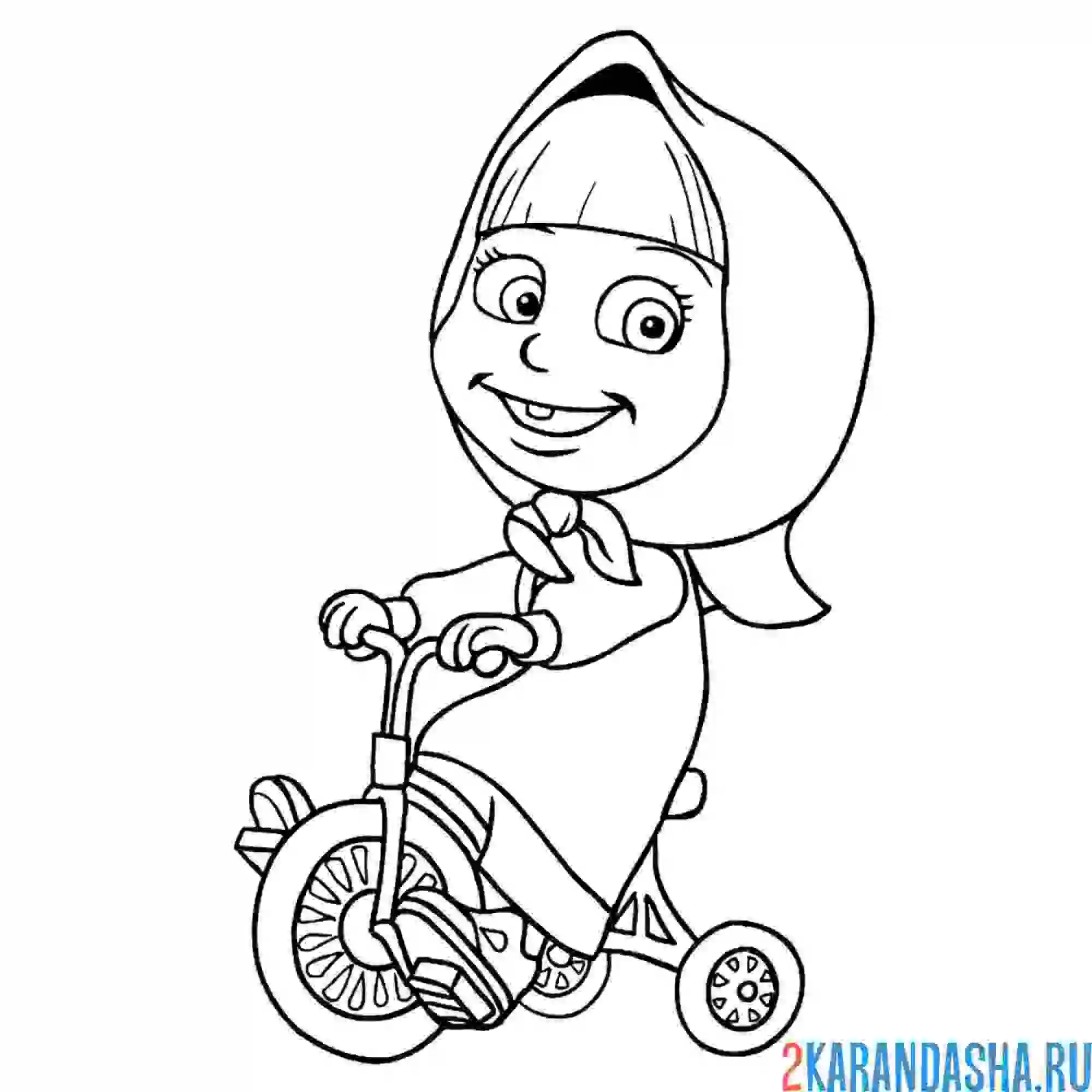 Раскраска маша на велосипеде