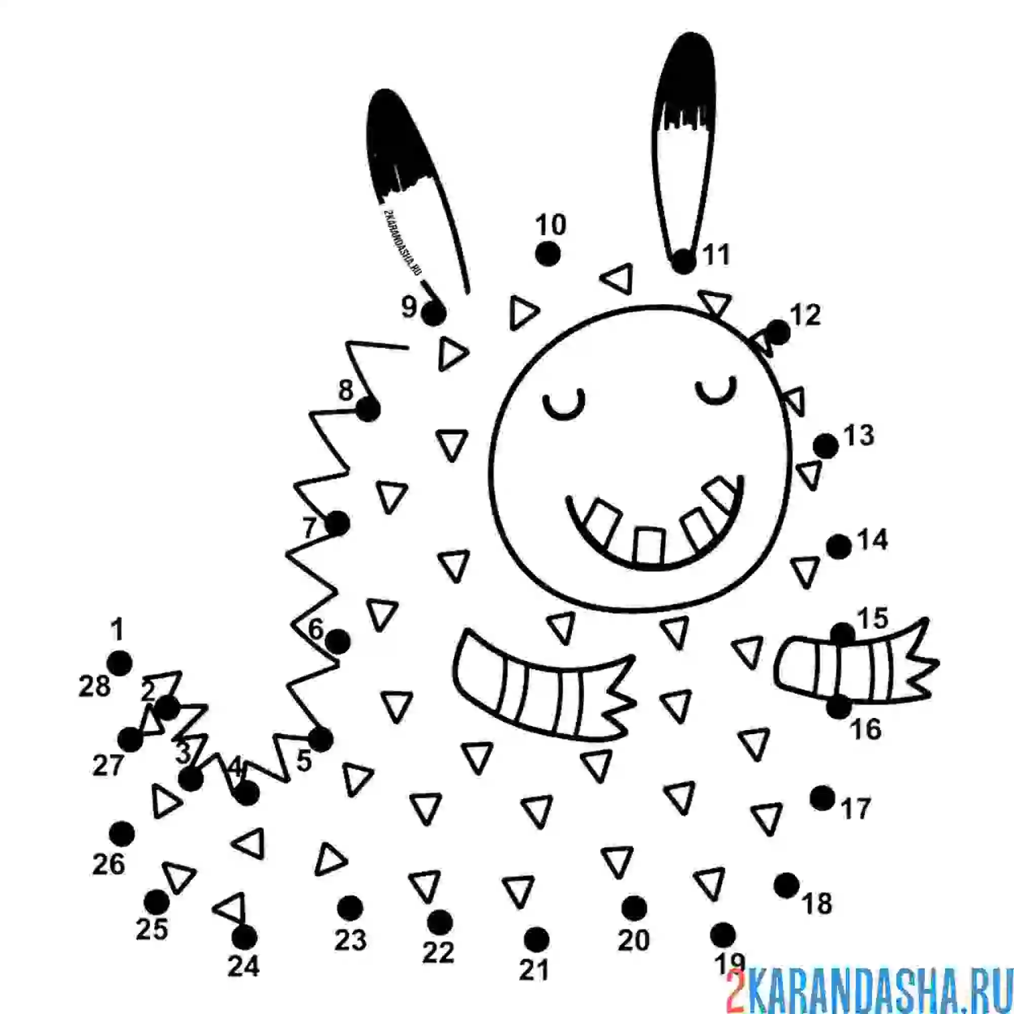 Раскраска смешной монстр