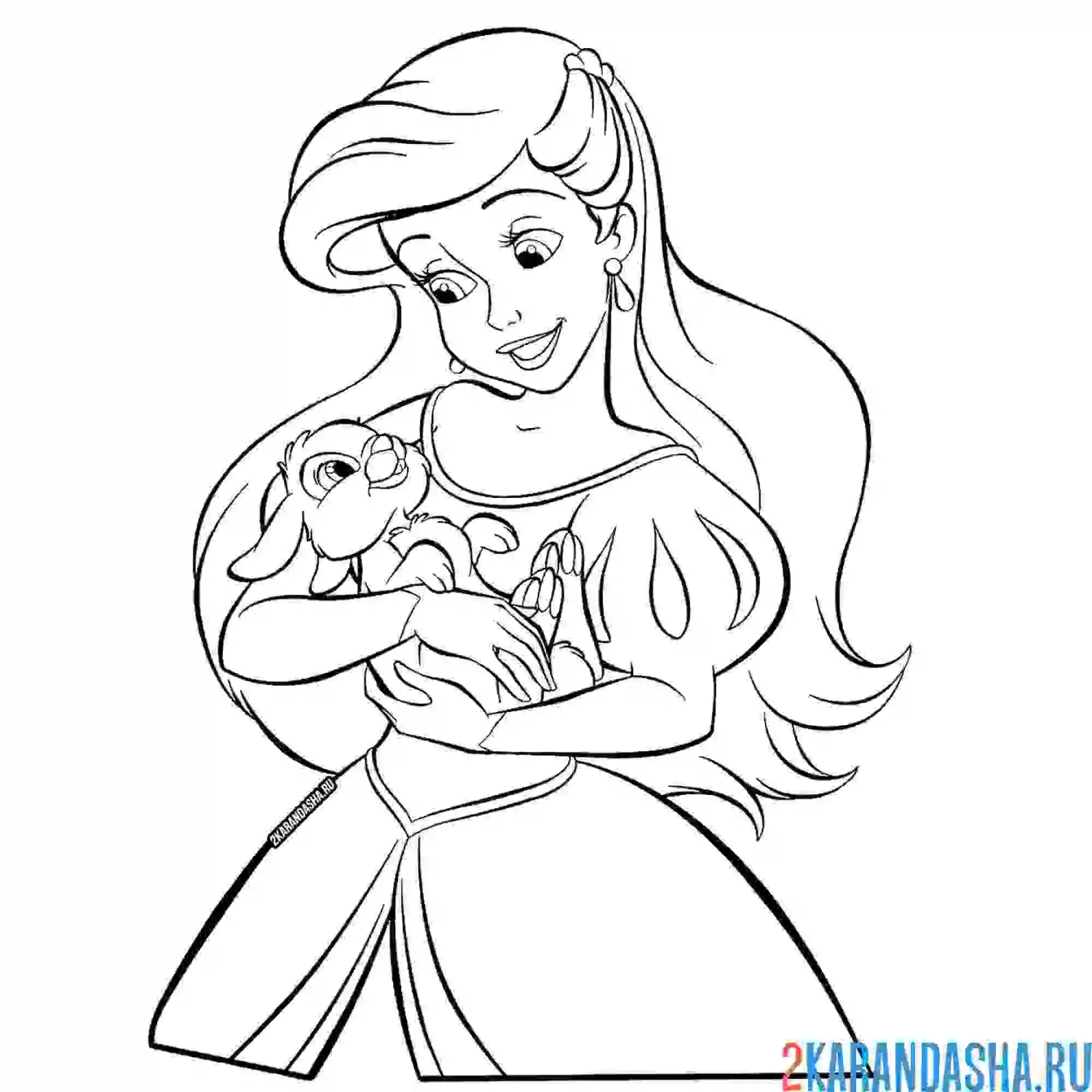 Раскраска принцесса дисней для девочек
