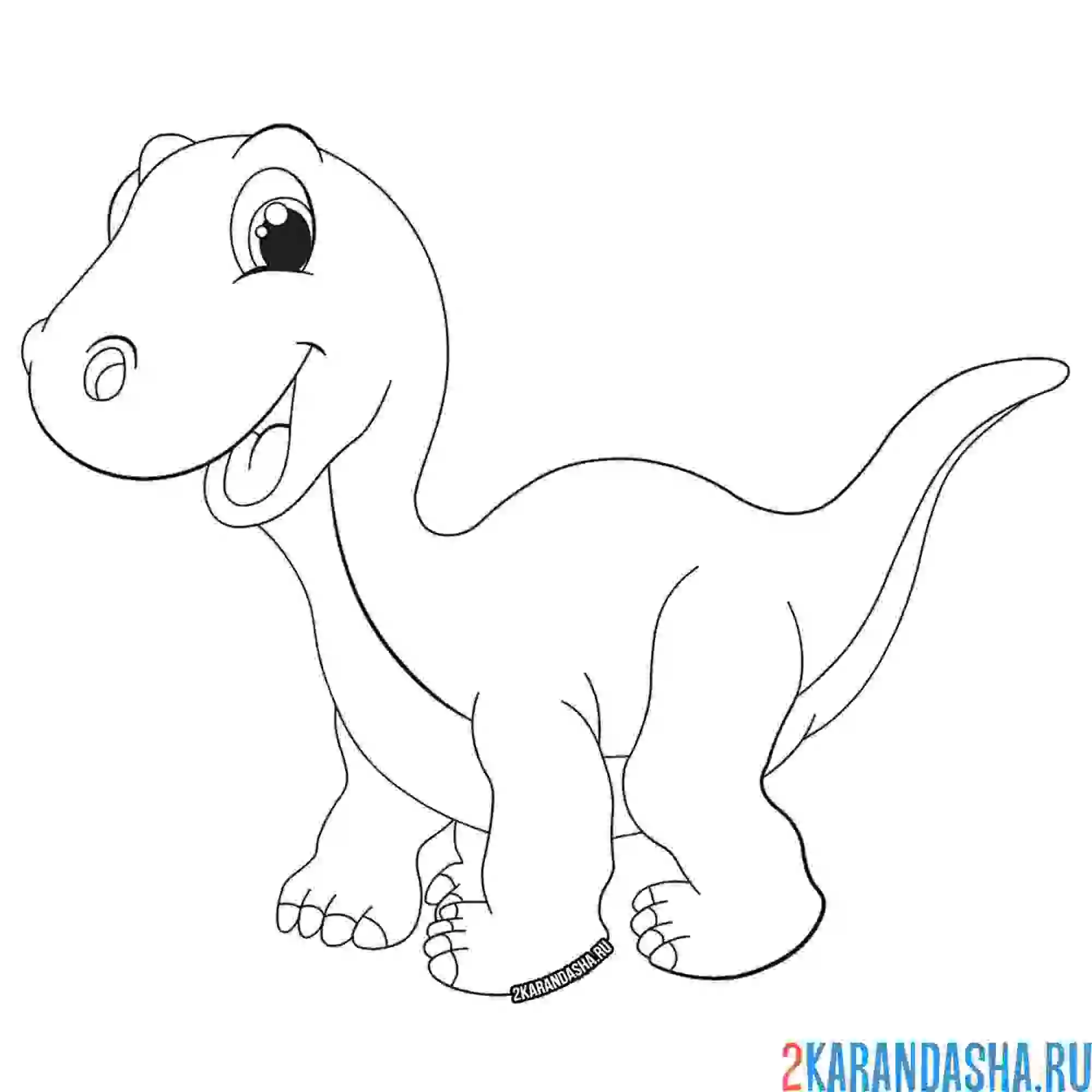Раскраска косолапый динозаврик