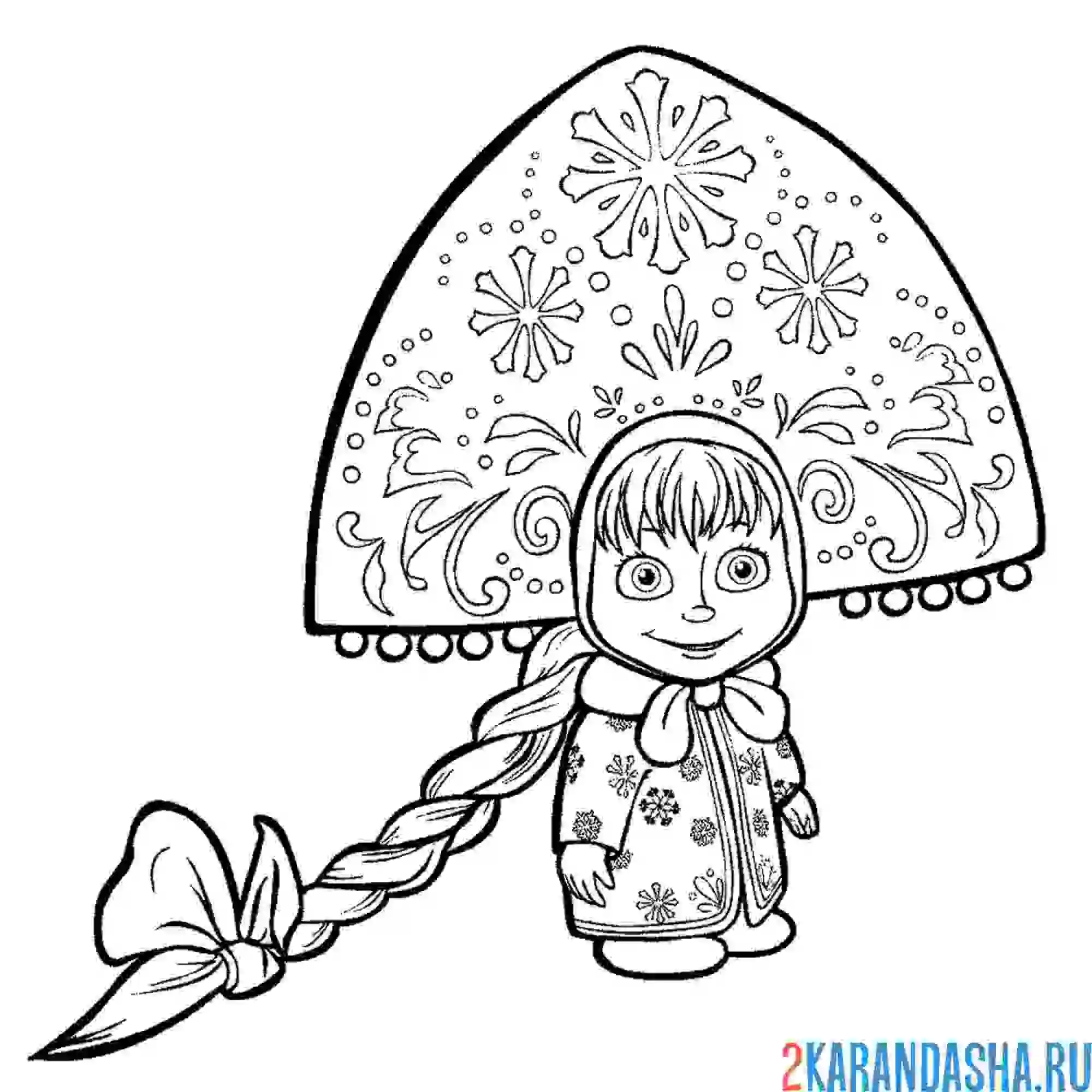 Раскраска маша снегурочка новый год