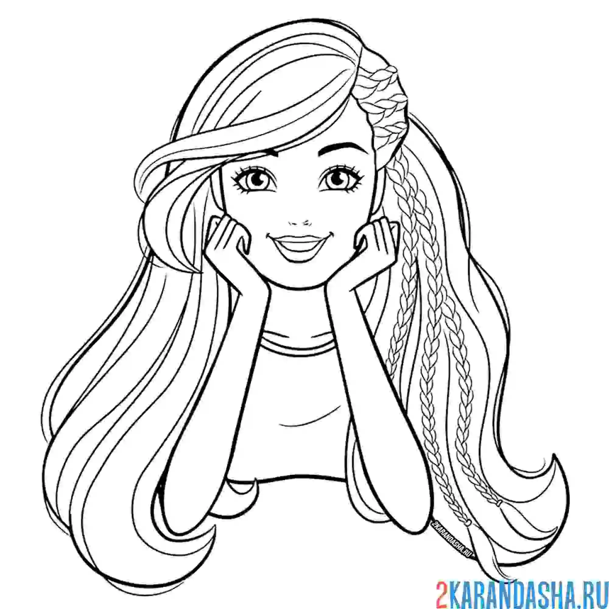 Раскраска барби с длинными волосами