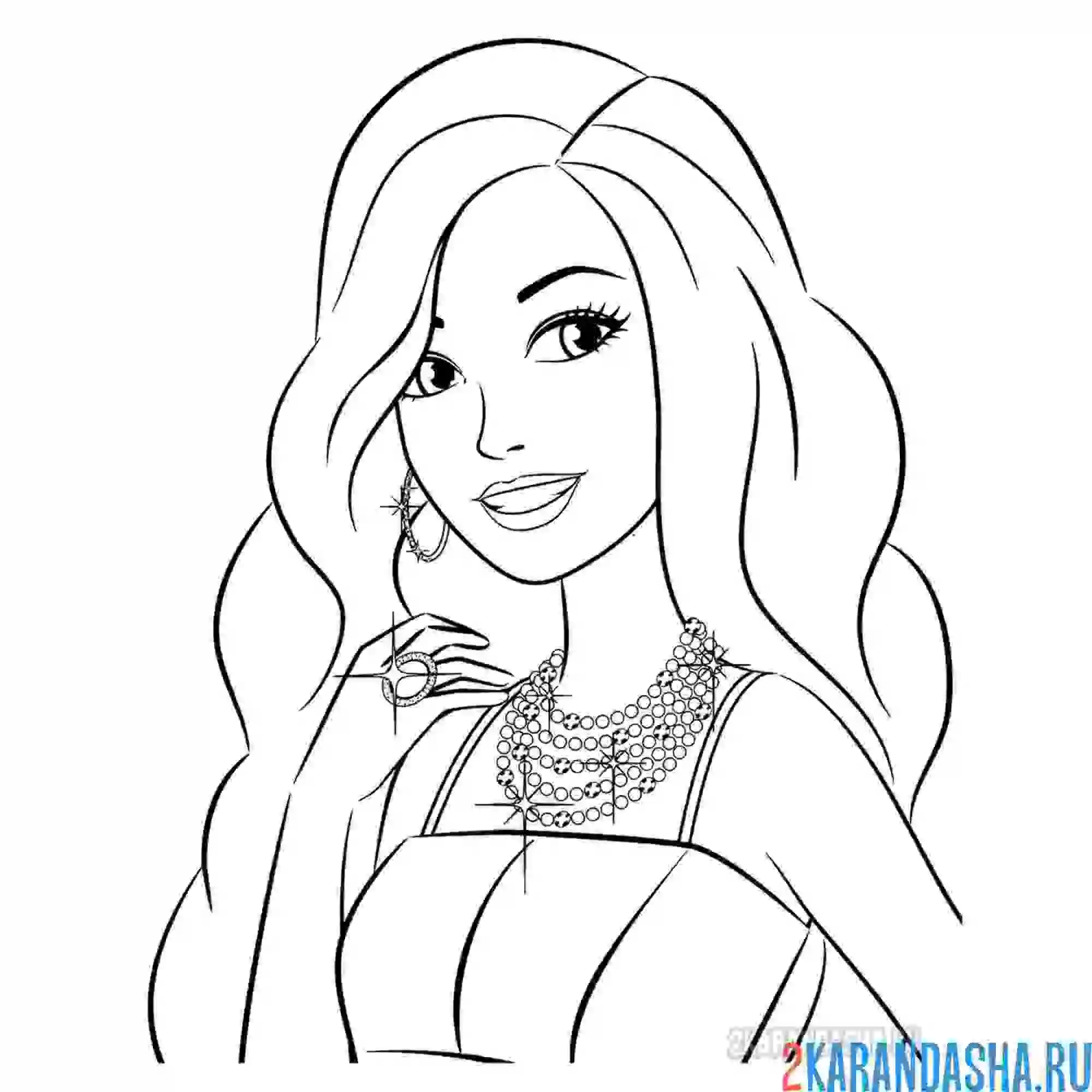 Раскраска барби большая картинка красивая