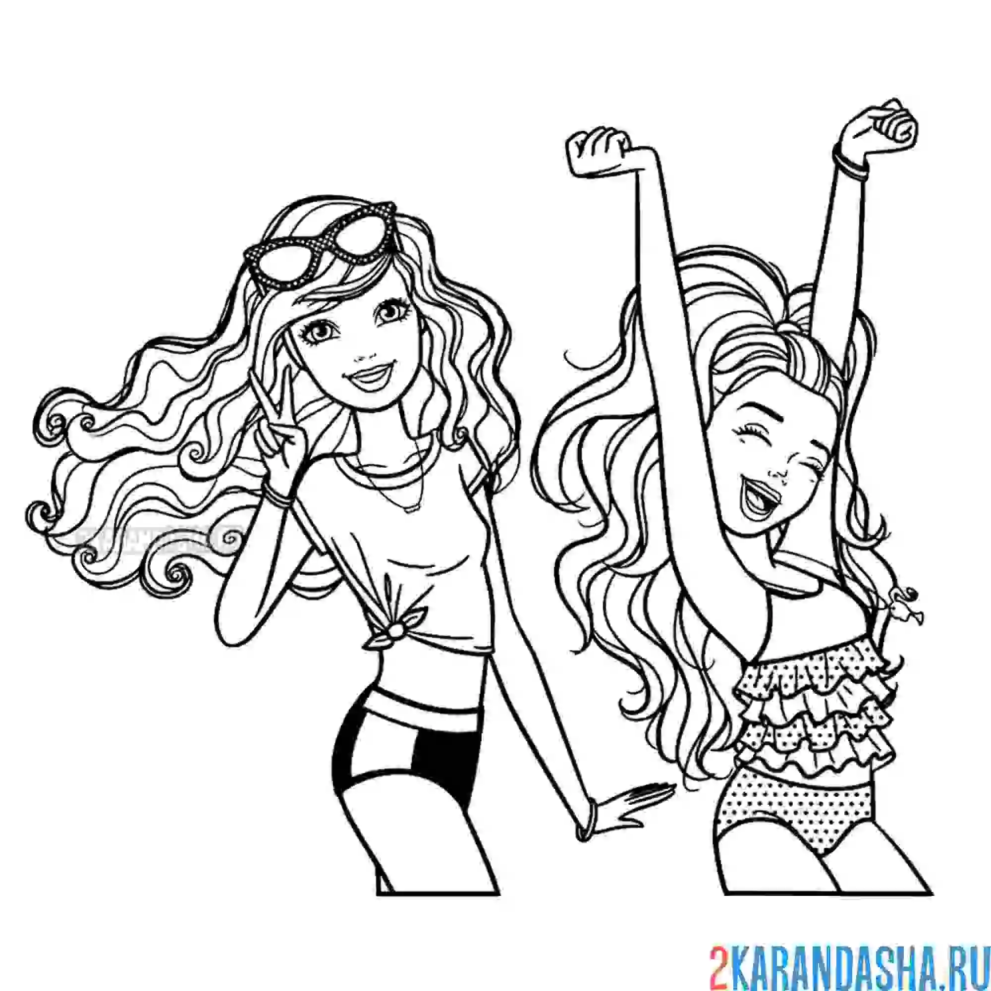 Раскраска барби подружки